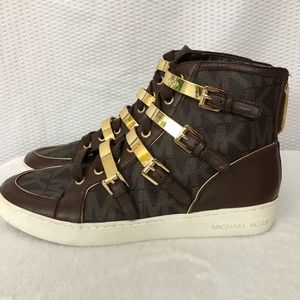 Michael Kors Kimberly Brown High Top Shoes Sz 10